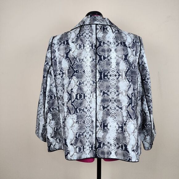 Linea by Louis Dell'Olio Blazer Grey Snakeskin Cotton Jacket Animal Print Sz 1X - Picture 3 of 16